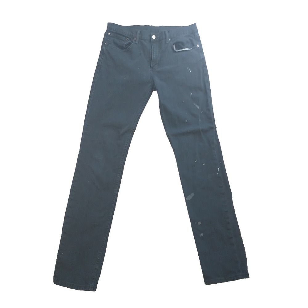 Levis 511 Slim Fit Jeans Mens 34x33 Faded Black Paint Splatter Distressed Denim